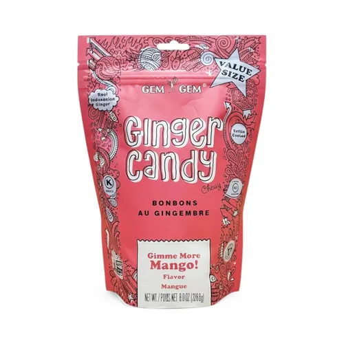 Vista 10 de Gem Gem Caramelos de jengibre masticables de sabor a limón, muestras de degustación de 1.25 oz
