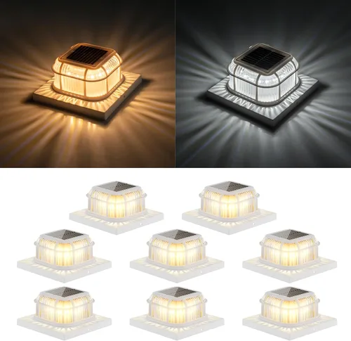 Vista 9 de Paquete de 6 luces solares para poste con base de 4 x 4, 5 x 5 y 6 x 6 pulgadas para postes de vinilo/madera, 16 LEDs brillantes luces solares
