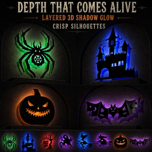 Vista 6 de 16 luces LED de pared de Halloween, decoraciones de silueta de murciélago 16pcs
