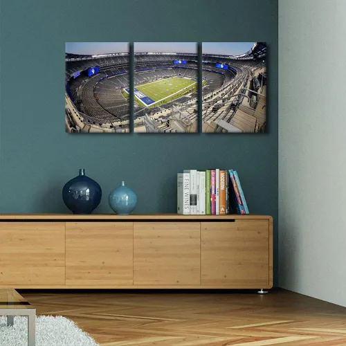 Vista 4 de TUMOVO MetLife Stadium - Decoración de pared de Nueva York, 3 piezas, lienzo, arte de pared para decoración del hogar, juegos de fútbol americano