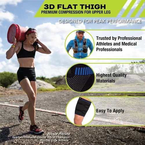 Vista 2 de Pro-Tec Athletics Manga plana 3D para muslo, compresión de grado médico, soporte superior de la pierna