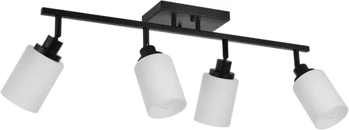 Vista 16 de TODOLUZ Accesorios de iluminación de riel para techo, 3 luces de níquel cepillado para pared de techo con vidrio blanco ópalo, base de bombilla E26