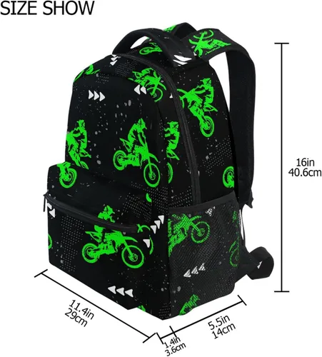 Vista 4 de Mochila para niños todoterreno con múltiples bolsillos de gran capacidad, bolsa escolar con etiqueta de nombre, 1616.9 pulgadas, Verde, Mochilas