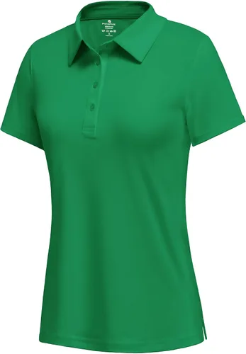 Vista 13 de PINSPARK Polo de golf de 4 botones para mujer, UPF 50+, secado rápido, atlético, camiseta de tenis con cuello, ajuste relajado