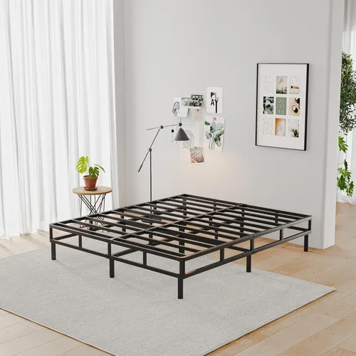 Vista 2 de Somier de 14 pulgadas con soporte resistente para las piernas, base de colchón de metal resistente, funda de tela fácil de limpiar, sin ruido, fácil