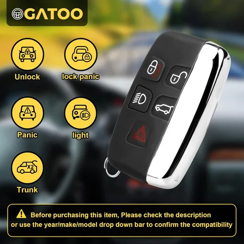 Vista 2 de Llavero inteligente compatible con Land Rover LR2 LR4 2012-2016, Range Rover Sport Evoque 2012 2013 2014 2015 2016 2017 reemplazo de control remoto
