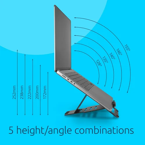 Vista 3 de Kensington Adjustable Aluminum Laptop Stand for Desk, Ultra-Slim Lightweight Foldable Portable Notebook Holder, Anti-Slip Silicone Tablet Mount for