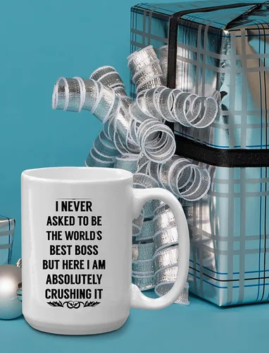 Vista 6 de BLUE RIBBON Nunca pedí ser el mejor jefe del mundo Taza de café - Regalos para hombres, mujeres - Idea de regalo de 11 oz