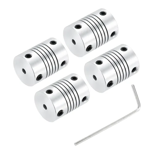Vista 23 de uxcell 4 piezas de acoplamiento de eje de aleación de aluminio de 0.157 in a 0.157 in, acoplador flexible L25xD19, conector de junta de motor paso a