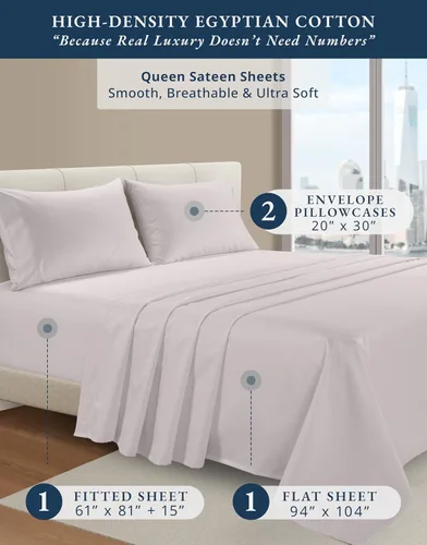 Vista 420 de LANE LINEN - Sábanas individual 100% algodón egipcio suave, cómodo y grueso de calidad de hotel, costuras reforzadas totalmente elásticas, sin