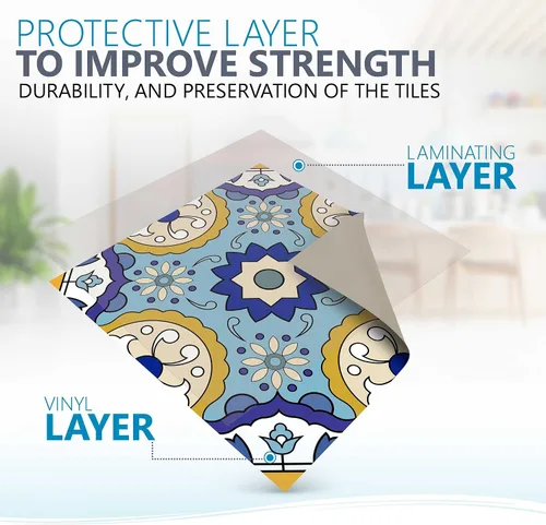 Vista 9 de Juego de 24 calcomanías para azulejos de salpicaduras, auténticos azulejos tradicionales de Talavera, calcomanías para azulejos de baño y cocina