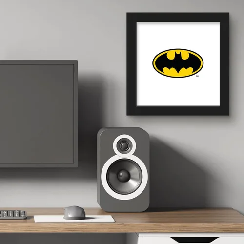 Vista 5 de Trends International Gallery Pops DC Comics Batman - Póster de pared con símbolo de Batman, 12 x 12 pulgadas, versión enmarcada en negro