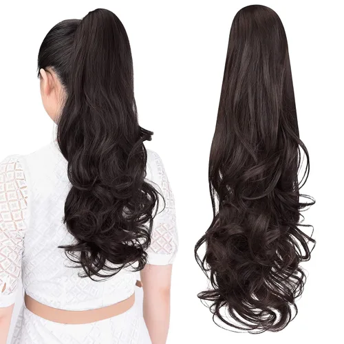 Vista 48 de extensión de cola de caballo, extensión de pelo con pinza de 12" cola de caballo rizada corta Extensión de pelo sintético de aspecto natural