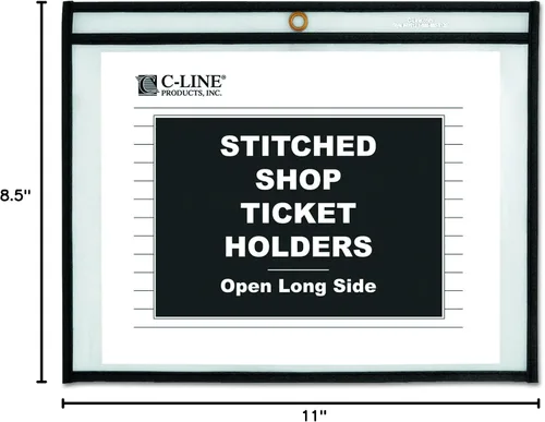 Vista 3 de C-Line Portadores de tickets de tienda cosidos, ambos lados transparentes, lado largo abierto, 11 x 8.5 pulgadas, 25 por caja (49911)