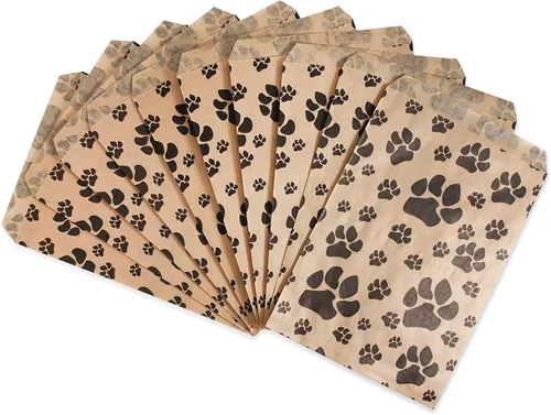 Vista 8 de CuteBox Pawprint - Bolsas de regalo de papel plano de estraza de 100 unidades (5 x 7 pulgadas) para manualidades, recuerdos de fiesta, venta al por