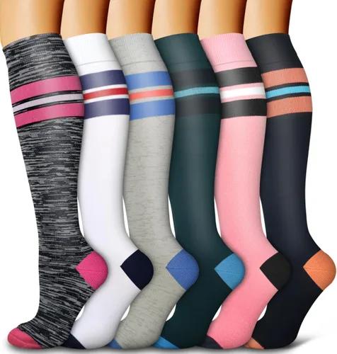 Vista 34 de Bluemaple Paquete de 6 calcetines de compresión de cobre para mujeres y hombres, el mejor apoyo para médicos, correr, enfermería, atletismo