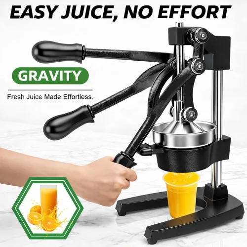 Vista 2 de [Usado] Exprimidor de hierro fundido – Exprimidor manual de servicio pesado fácil de limpiar, exprimidor profesional de cítricos de acero inoxidable