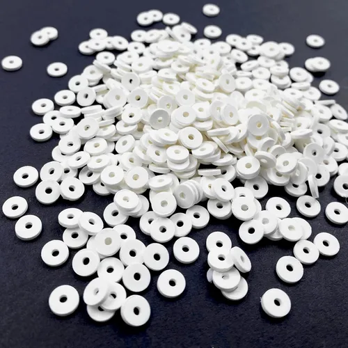 Vista 11 de 2000 cuentas de vinilo Heishi planas, redondas, de arcilla polimérica, espaciadoras para hacer pulseras, collares, aretes, accesorios para blanco