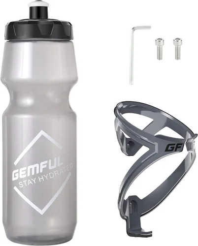 Vista 7 de GEMFUL Combo de soporte para botella de agua para bicicleta y botella de bicicleta, 24 onzas, 25.4 fl oz, libre de BPA, a prueba de fugas