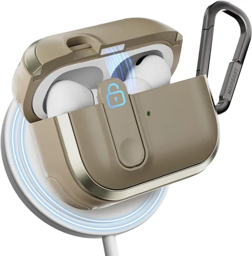 Vista 24 de MAGEASY Odyssey - Funda para AirPods Pro 2, funda resistente para AirPods Pro con bloqueo seguro, clip de mosquetón para protección a prueba