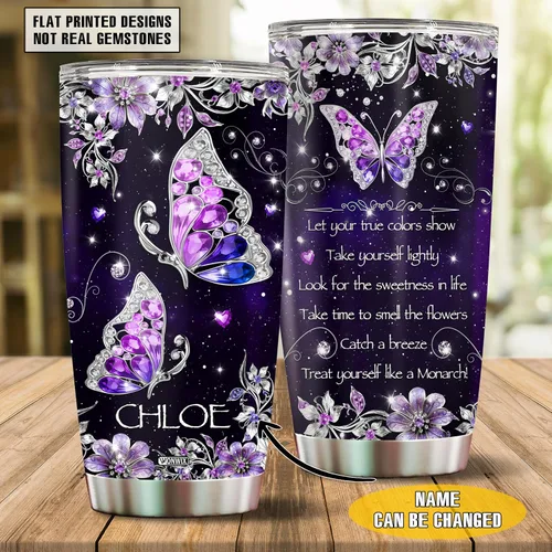 Vista 2 de Regalo personalizado de mariposa para niñas, mamá, esposa, mujeres, adultos, amantes de las mariposas, tazas de café, botella de agua, taza