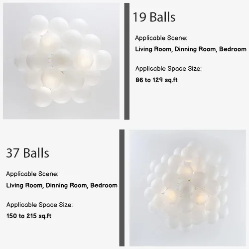 Vista 8 de Lámpara de araña de vidrio moderna con forma de bola, lámpara colgante de bricolaje, lámpara de techo decorativa de 3 luces en negro