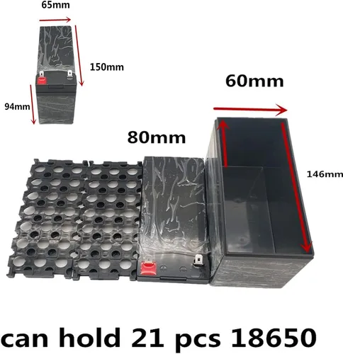Vista 6 de XBERSTAR Soporte de batería 18650, 12V 3S 7P Li-ion DIY soporte para batería 18650 Powerwall abrazadera puntual (caja negra y tira de níquel)