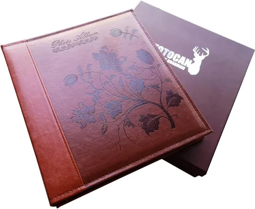 Vista 5 de Memory Guardian Álbumes de fotos grandes, 5 x 7 pulgadas, 360 bolsillos, capacidad para 360 fotos con notas de escritura, cubierta de cuero vintage