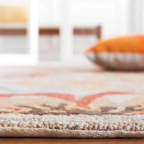 Vista 5 de SAFAVIEH Four Seasons Collection - Alfombra decorativa de 4 x 6 pies, beige y rojo, floral enganchada a mano, no desprende pelusa y de fácil