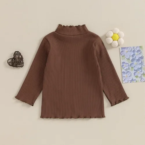 Vista 4 de Camiseta de manga larga cálida para bebés y niñas pequeñas, ropa básica para otoño e invierno