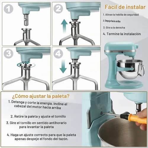 Vista 6 de Batidor plano de acero inoxidable para Kitchenaid 5/6 Qt Bowl-Lift Mixer K5SS KP26