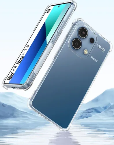 Vista 6 de USTIYA Funda para Redmi Note 13 4G 6.67 Pulgadas Transparente TPU Cuatro Esquinas Cubierta de Protección de Grado Militar Transparente Funda Suave