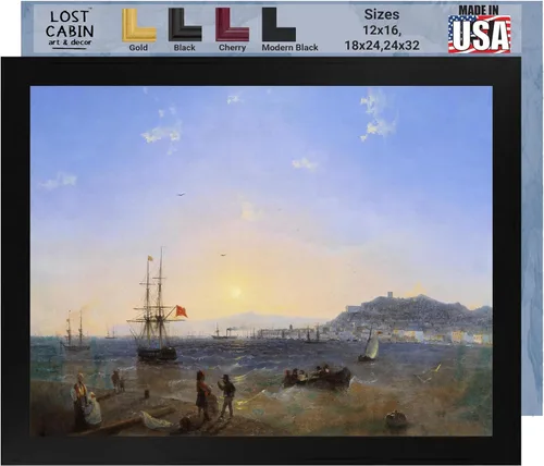 Vista 16 de Lost Cabin Dusk on the Golden Horn de Ivan Aivazovsky Impresión en marco plano negro Reproducción de pinturas de obras de arte finas Regalo