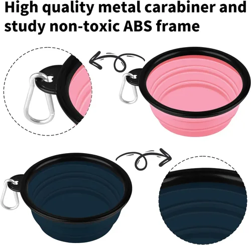 Vista 12 de COOYOO Cuenco plegable para perros, paquete de 2 cuencos plegables para agua para perros y gatos, plato portátil para alimentación de mascotas