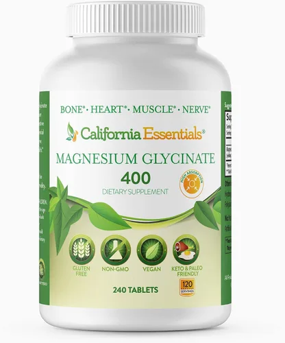 Vista 8 de Glicinato de magnesio 400 – Quelado, Magnesio de alta absorción para – Vegano, sin OMG, sin gluten 120 tabletas (60 porciones, tamaño de porción (2)