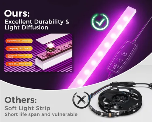 Vista 6 de AODK Escritorio en Forma de L para Gaming con Luz LED y Toma de Corriente, Mesa de Computadora Reversible en Forma de L de 43 Pulgadas con Estante