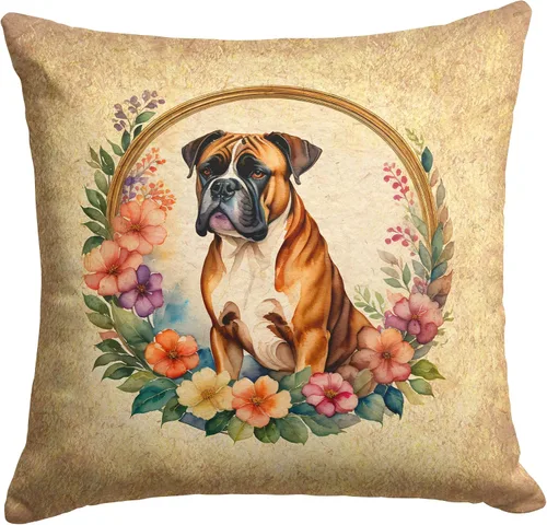 Vista 134 de Caroline's Treasures DAC2072PW1414 Affenpinscher and Flowers - Almohada decorativa de tela, lavable a máquina, para interiores y exteriores
