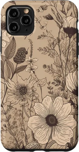Vista 13 de Funda para iPhone 12 Pro Max Beige Tan Wildflower Floral Minimal Flower Boho