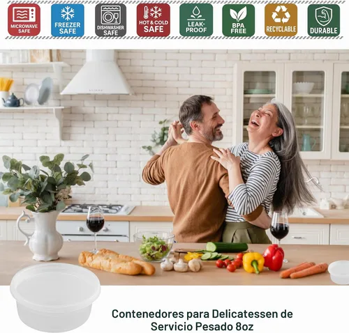 Vista 4 de [8oz-20 juegos de recipientes de plástico con tapas, recipientes transparentes sin BPA con tapas herméticas, almacenamiento de alimentos resistente