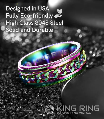 Vista 3 de King Ring Anillos Super Spinner de 0.315 in Segunda edición de anillos de acero inoxidable premium para hombres y mujeres Diseñado en Estados