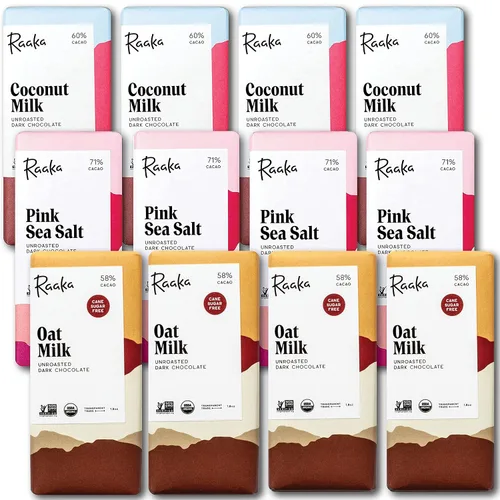 Vista 9 de Raaka Paquete de chocolate sin lácteos Chocolate negro gourmet de grano a barra Orgánico, Kosher, vegano, sin gluten Regalo para los amantes