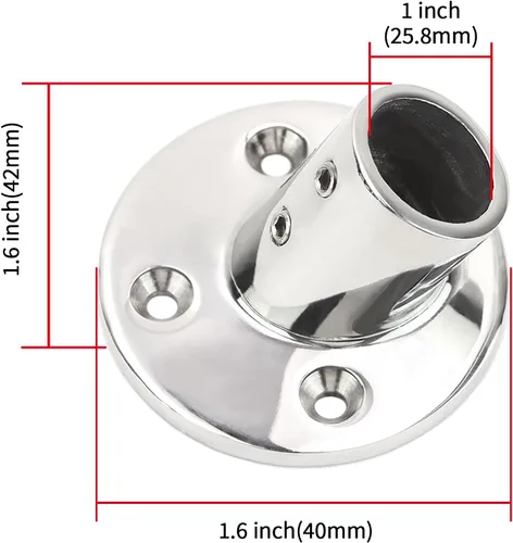 Vista 3 de Accesorios de riel para barcos de acero inoxidable 60/90 grados Hardware de barandilla de barco Base de pasamanos de grado marino para tubo de 7/8