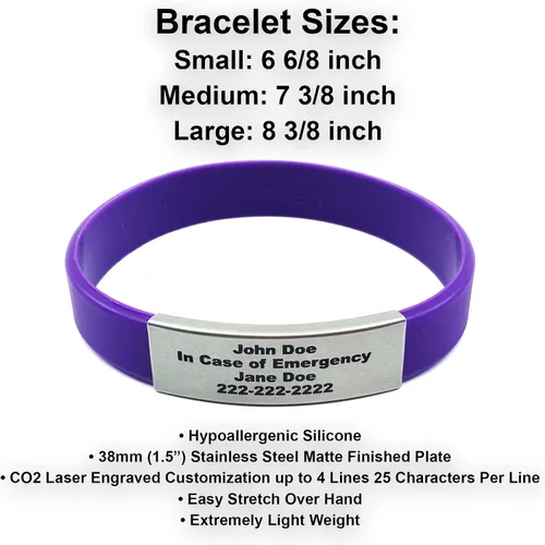 Vista 8 de Pulsera de identificación médica personalizada - Pulsera de seguridad para personas mayores grabada personalizada - Alerta de Alzheimer