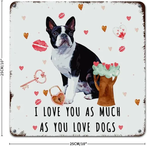 Vista 6 de Wall Decor Metal Sign Love Mails French Bulldog Sign I Love You As Much As You Love Dog Retro Street Hanging Sign Saint Valentine's Day Metal Plaque
