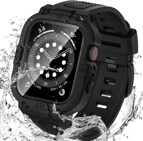 Vista 27 de Goton Estuche impermeable 3 en 1 con correa para Apple Watch con protector de pantalla de vidrio templado incorporado de 40 mm, cubierta frontal