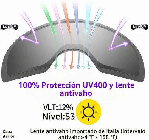 Vista 2 de Supertrip Gafas de esquí de nieve antivaho 100% protección UV gafas de esquí snowboard 1 marco blanco/lente plateado