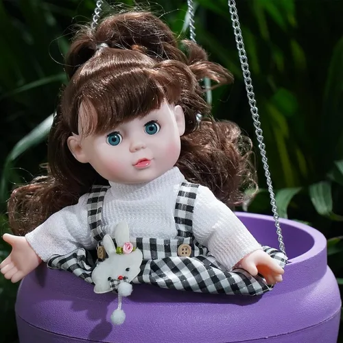 Vista 2 de Muñecas interactivas de bebé de 13 pulgadas, muñeca de bebé con cara sonriente dulce con cuerpo suave y ojos abiertos/cerrados, muñecas de bebé