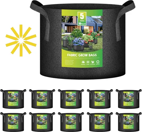 Vista 15 de iPower Paquete de 24 bolsas de cultivo de aireación gruesa de 7 galones, macetas de tela no tejida con asas de correa, contenedor para jardinería