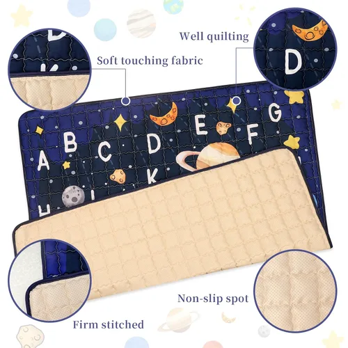 Vista 5 de GFU - Tapete de juego para bebé, antideslizante, 50 x 50 pulgadas, tapete grueso de una pieza azul, tapete de juego para bebés, plegable y lavable a