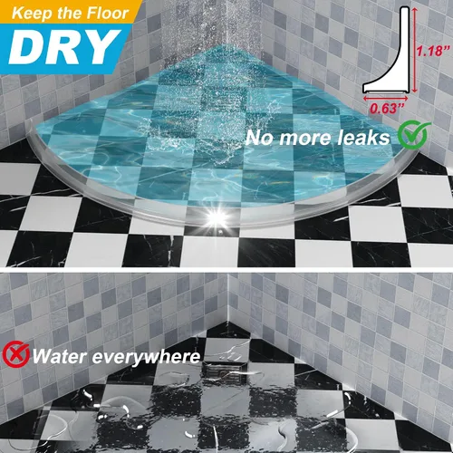 Vista 4 de Barrera de Agua para Umbral de Ducha de 39", Protector de Agua de Silicona para Ducha, Sello Inferior Plegable de Puerta de Ducha, Protector contra